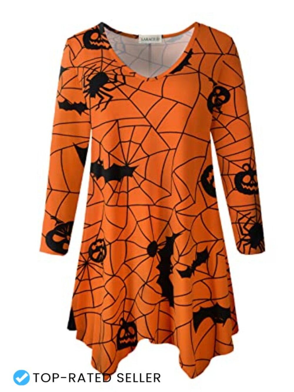 Plus Size V-Neck 3/4 Sleeve Asymmetrical Tunic Top Loose Fit Swing